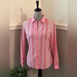 Talbots Pink & White Stripe Button Down Blouse